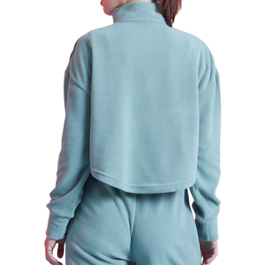 Sudadera con capucha de forro polar para mujer, estilo casual urbano, hombros caídos, transpirable, ecológica. - Product Image 2