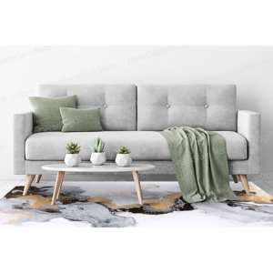 Tapis imprimé marbre gris et or : doux, mignon, salon, décoration murale, cuisine, salle de bain, tapis en chenille - Product Image 4