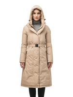 Parka à capuche ceinturé pour femmes avec logo personnalisé de haute qualité, veste bouffante et doudoune d'hiver matelassée en duvet à bulles pour femmes