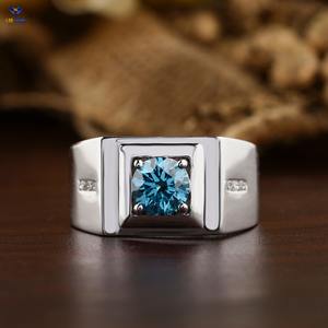 1,09 TDW Fancy Blue Round Cut Diamond Ring 18K Oro blanco Ajuste de Punta estándar Cvd/hpht Diamond Lab Stone - Product Image 1