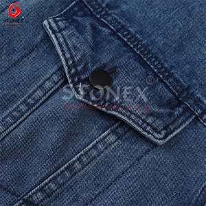 2023 nouveauté femmes coupe ample veste complète léger délavé sur les côtés Denim manteau bouton avant coton rempli approvisionnement en gros - Product Image 5
