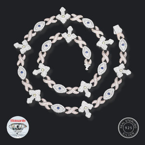 Unisex luxury Moissanite VVS1 Necklace Chain 925 <b>Silver</b> For Women Iced Out Chain Link Necklace Fine Hip Hop Jewelry - Product Image 2