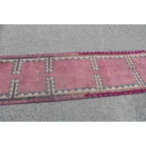 Vintage Turkish Herki <b>Runner</b> Rug 2.7x10.6 ft, <b>Red</b> Persian Rug Wool - Product Image 3