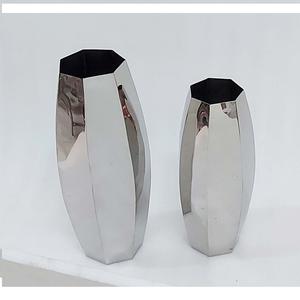Luxury Irregular Modern Vase Shiny Silver Stainless Steel Customizable Floral Theme Home Office Occasion Decoration - Product Image 5
