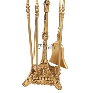 Parasol de Chimenea de Latón Dorado Estilo Barroco de Lujo y Juego de Herramientas a Juego - Product Image 4