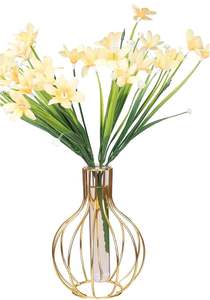 Jarrones para plantas de escritorio con tubo de ensayo de vidrio y soporte de metal dorado, estación de propagación para decoración del hogar y bodas - Product Image 4