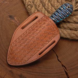 Cuchillo de Caza de Acero de Damasco Hecho a Mano, Hoja Fija de 8 Pulgadas, Mango de Madera con Funda de Cuero, OEM - Product Image 5