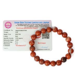 Pulsera de Cuentas Redondas de Jaspe Rojo Certificado de 10 mm para Fuerza, Coraje, Estabilidad y Conexión a la Tierra - Joyería de Piedras Preciosas Cargadas con Reiki - Product Image 5