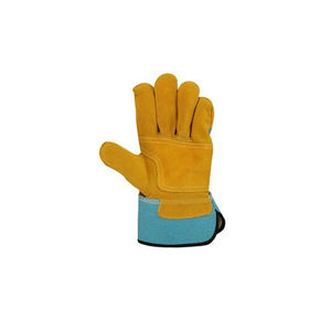 Guantes de trabajo de cuero gris dividido para hombre de alta calidad, guantes de soldadura de doble Palma, ropa de seguridad OEM - Product Image 2