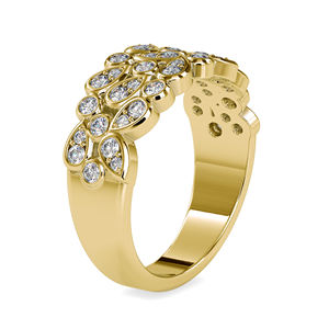 Anillo de Compromiso y Alianza de Diamante Cultivado en Laboratorio, Certificado, 0.57 CTW, Corte Clásico, Rosa Amarillo, Plateado, para Mujer, Uso Diario - Product Image 2