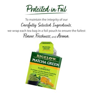 Bigelow <b>Tea</b> Matcha Green <b>Tea</b> with Turmeric, Caffeinated <b>Tea</b> with Turmeric, 18 Count Box (Pack of 6), 108 Total <b>Tea</b> Bags - Product Image 2