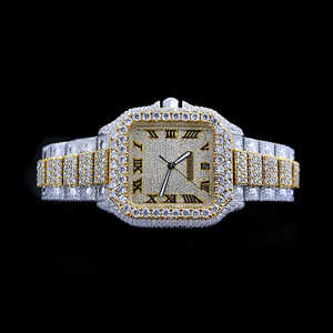 Reloj de cuarzo automático de 40mm de alta calidad, Diamante de moissanita cultivada en laboratorio, esfera de 20mm de claridad VVS, precio de mercado conveniente para antigüedades - Product Image 1