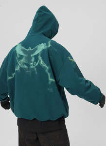 Sudadera con capucha de lana tipo waffle con cremallera, personalizada, 310 g/m², transpirable, de corte regular, marca privada, de invierno, gruesa, bordada, hecha 100 % de algodón para hombre - Product Image 4