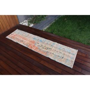 Alfombra Vintage Ecológica de 1.5x6.2 pies, Alfombra de Pasillo Azul con Diseño de Patchwork, Alfombra Turca de Lana con Respaldo de Látex - Product Image 2