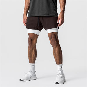 Short de course pour hommes Deux couches Logo personnalisé Short de sport moulant en polyester à séchage rapide Respirant Short de sport multicolore - Product Image 1