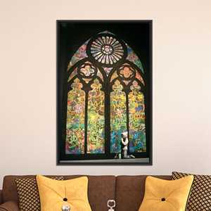 Impression sur toile pour les amateurs de graffitis : Art urbain romantique, toile encadrée noire - Product Image 1