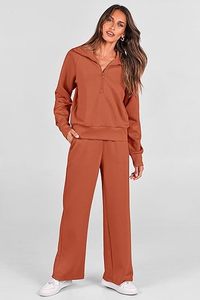 Ensemble Jogging Deux Pièces Confortable et Simple pour Femmes Ensemble de Survêtement Deux Pièces avec Ourlet et Poignets Côtelés Survêtement pour Femmes - Product Image 3
