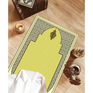 Tapis de prière islamique jaune : tapis de culte musulman imprimé en 3D, tapis fin non tissé - Product Image 2