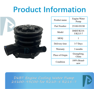 Pompe à eau de refroidissement du moteur D6BT 25100-93C00 pour excavatrice R210-5 R215-7 - Product Image 3