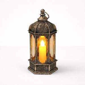 Farol Moderno de Metal y Vidrio con Marco Geométrico, Asa Resistente, Elegante Portavelas para Decoración de Interiores y Exteriores del Hogar - Product Image 3