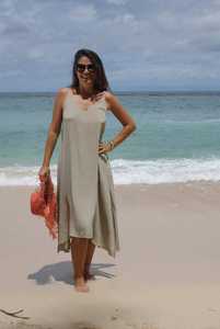 Atractivo 2025 vacaciones mujer Casual dulce cuello en V verano sin mangas Midi señoras Maxi vestido playa Mujer vestido - Product Image 2