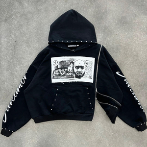 เสื้อมีฮู้ดโครเมี่ยมหัวใจสำหรับเด็กผู้ชายรุ่นจำกัดเสื้อผ้าคอตตอนแขนปักลายดอกไม้กราฟฟิตี้ - Product Image 5