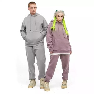 OEM Winter Solid Cotton Tracksuit Hoodies Sweatpants Set Pockets Fleece <b>Jogging</b> <b>Suits</b> Plus Size - Product Image 3