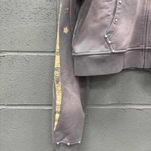 Meilleures ventes OEM, Écusson de broderie de détresse en cristal à décorer, avec capuche zippée personnalisée sérigraphiée et lavage à l'acide pour hommes - Product Image 3