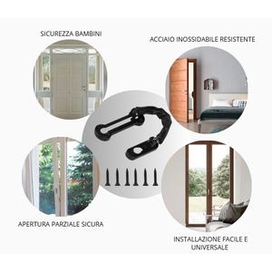 Black Stainless Steel 3-Piece Set Door Chain Bolt Anti-Theft <b>Security</b> Door <b>Lock</b> for <b>Window</b> & Door Access - Product Image 5