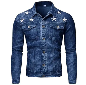 Chaqueta vaquera personalizada para hombre, chaqueta vaquera bordada de piloto de ocio de color sólido para hombre de alta calidad - Product Image 5