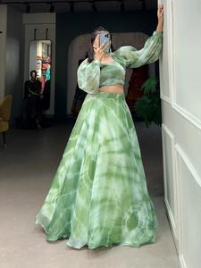 El último diseñador Tissue Silk Zari Printed Work Lahenga Choli de FabZone - Product Image 2