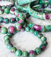 Bracelet en rubis poli en gros, pierres de guérison en fuchsite, pierres de cristal naturelles à vendre