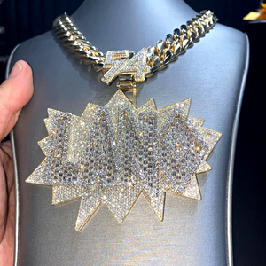 Colgante de Diamante Moissanita de Lujo Hiphop con Incrustaciones de Plata de Ley 925 Personalizado de Primera Calidad, Joyería Fina Personalizada IGI/EGL - Product Image 4