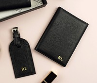 Juego de Etiquetas para Pasaporte y Equipaje Personalizables de Cuero Genuino Ecológico - Regalo de Lujo, Suave y Elegante para Ella y Él LPT-0025
