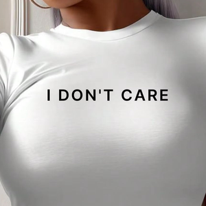 Camiseta Corta Sexy para Hombre 'I Don't Care', Estilo Urbano Occidental, Transpirable, Antiarrugas, de Secado Rápido, 100% Algodón - Product Image 6