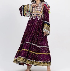 Pathani frock ชุดเดรสพิมพ์ลายชนเผ่า kuchi ชุดปาร์ตี้กลางแจ้งสำหรับเด็กผู้หญิงชุดเต้นรำท้องชุดเดรสสตรีระบายอากาศได้ - Product Image 1