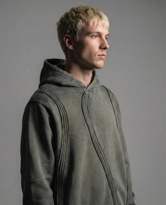 Wholesale Trendy Distressed Rough Patches Hoodie Vintage Casual Unisex <b>Sweatshirt</b> for Retail and Bulk Cotton Pullover Hoodies - Product Image 6