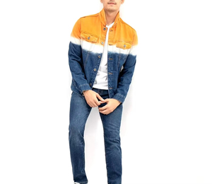 Vestes en jean pour hommes bicolores en gros, vestes en jean lavées élégantes, streetwear, coupe ajustée, vêtements d'extérieur, veste d'hiver - Product Image 1