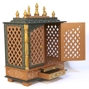 Handcrafted Solid Wood Temple for Home Traditional Wooden Pooja <b>Mandir</b> Hindu Prayer Altar Living Room KA852 - Product Image 4