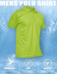Tactique à manches courtes pour homme à séchage rapide pour polo Performance Pique Jersey Golf Shirt - Product Image 5