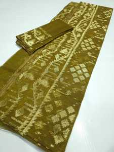 Exclusivo Deshi Dhakai Golden Jamdani Sharee Calidad de exportación para mujeres JAMDANI FABRIC Blue GREEN Sky Blue de Bangladesh - Product Image 6