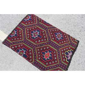 Alfombra de 2.8x3.9 pies, Alfombra Turca Vintage, Alfombra de Lana Roja Ombré - Product Image 4