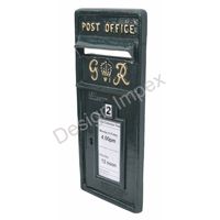 Boîte aux lettres ER, partie avant uniquement, vente en gros, boîte de collecte de courrier la plus vendue, en fonte, artisanale, peinte en noir, boîte à lettres murale
