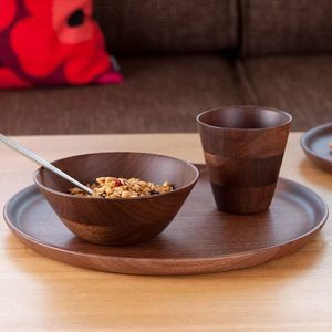 Assiette en bois Thème établi Nettoyage facile Assiettes rondes en bois d'acacia Fabrication de plaques en bois d'Inde - Product Image 2