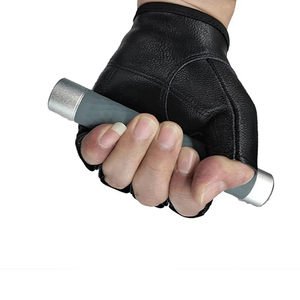 Gants de fitness en cuir demi-doigts unisexes pour la musculation et la gym avec support de poignet à enfiler - Product Image 6