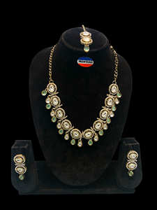 Conjunto de joyería de moda india de oro Kundan antiguo con pendientes para regalo de bodas y festivales - Product Image 4