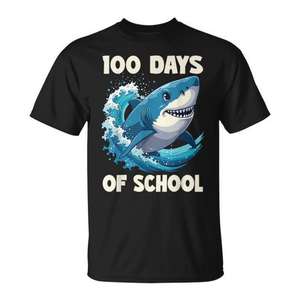 T-shirt promotionnel « 100 jours d'école » pour garçon, motif requin - Product Image 1