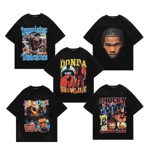 250GSM-Camiseta con hombros caídos y estampado gráfico personalizado para hombre, ropa de calle de gran tamaño - Product Image 2