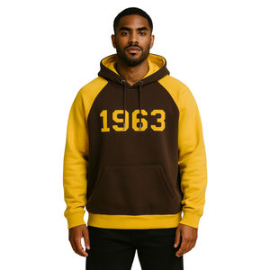 Sudadera con Capucha Iota Phi Theta, Año de Fundación 1963, Color Marrón, Mangas Raglán Doradas, Ropa de Fraternidad Griega, Divine Nine HBCU - Product Image 1