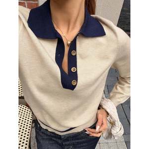 Women's Vintage Mohair <b>Cardigan</b> <b>Sweater</b> with Contrast Collar and Button Trim - Product Image 6